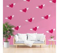 Amour Motif Cœur Ailes Papier Peint Panoramique, Minimaliste Romantique Papier Peint Intissé, Esthétique Moderne Tapisserie Murale Cuisine Salle de Bain, Décoration Murale Chambre, 150 x 105 cm