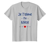 Amour Nièce Tante Enfant Je t'aime ma Nièce T-Shirt, Enfant, Argent, 3 Ans