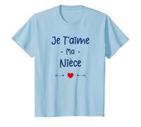 Amour Nièce Tante Enfant Je t'aime ma Nièce T-Shirt, Enfant, Bleu Céleste, 2 Ans