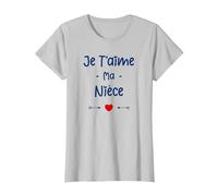 Amour Nièce Tante Enfant Je t'aime ma Nièce T-Shirt, Femme, Argent, M