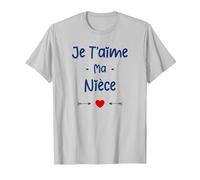 Amour Nièce Tante Enfant Je t'aime ma Nièce T-Shirt, Homme, Argent, M