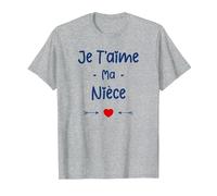 Amour Nièce Tante Enfant Je t'aime ma Nièce T-Shirt, Homme, Gris Chiné, M