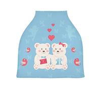Amour Oiseau Ours Blanc Housse de Canopée pour Poussette,Siège de Voiture pour Bébé Dais Siège Auto Couverture D'Allaitement Pare-Soleil Respirant Extensible pour Bébé