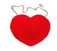 Amour Pêche Cœur Femmes Chaîne Sac à Bandoulière Peluche Une épaule Sac en Laine Peluche Forme de Cœur Oreiller Chaud pour Filles Femmes Sacs Bleu, rouge, Taille unique