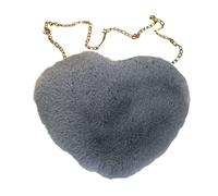 Amour Pêche Cœur Femmes Chaîne Sac à Bandoulière Peluche Une épaule Sac en Laine Peluche Forme de Cœur Coussin Chaud pour Filles Leggings de Sport Femmes Opaque Avec Poches, GY2., Taille unique