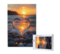 Amour Puzzle Coucher De Soleil 1500 Pièces Adultes,DIY Puzzles Art avec Boîte d'emballage et Photos de Référence,Relaxation/Soulagement du Stress/Jeux Amusants,Creatif Cadeau pour Femme M-1534