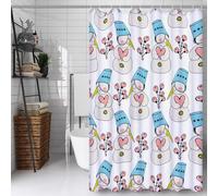 Amour Rideau Douche 120x150cm Rideau de Douche Bonhomme De Neige Shower Curtain - Impression Polyester Tissu - avec 12 Crochets - Lavable en Machine - Imperméable - pour Salle de Bain - Hôtel D#638