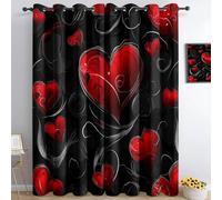 Amour Rouge 3D Imprimé Oeillets Opaque Thermiques Rideau Fenetre Anti Bruit Décoration 234X230Cm pour Salon Cuisine Bébé Rideau Occultant 2 Pièces pour Chambre d'enfant