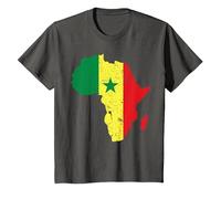 Amour Sénégal Drapeau sénégalais en Carte Afrique T-Shirt, Enfant, Asphalte, 2 Ans