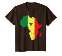 Amour Sénégal Drapeau sénégalais en Carte Afrique T-Shirt, Enfant, Marron, 6 Ans