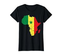 Amour Sénégal Drapeau sénégalais en Carte Afrique T-Shirt, Femme, Noir, XL