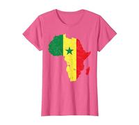 Amour Sénégal Drapeau sénégalais en Carte Afrique T-Shirt, Femme, Rose Chiné, XL