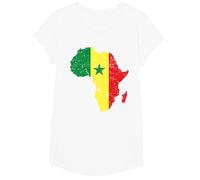Amour Sénégal Drapeau sénégalais en Carte Afrique T-Shirt, Fille, Blanc, L