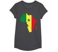 Amour Sénégal Drapeau sénégalais en Carte Afrique T-Shirt, Fille, Chiné Foncé, L
