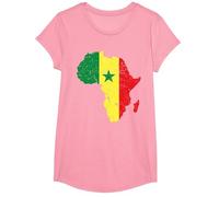 Amour Sénégal Drapeau sénégalais en Carte Afrique T-Shirt, Fille, Rose, L
