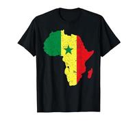 Amour Sénégal Drapeau sénégalais en Carte Afrique T-Shirt, Homme, Noir, XL