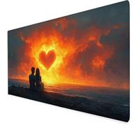 Amour Tapis Souris Gamer, Tapis De Souris xxl 1000x500x3mm, Tapis De Bureau flamme Avec Bords Cousus Et Base En Caoutchouc, éTanche Mouse Pad Convient Pour Bureau/Maison, Parfait Hiver Cadeau Noel A03