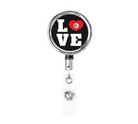 Amour Tunisie Drapeau Tunisiens Coeur Porte-badge en métal résistant, porte-badge rétractable avec clip de ceinture pour porte-cartes nominatives Employé Enseignant