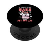 Amoureuse de Chats drôle, Je Veux Juste Cuisiner et caresser Mon Chat PopSockets PopGrip Adhésif