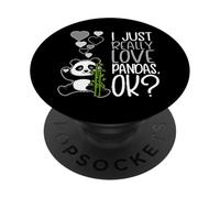 Amoureuse de Pandas Mignonne, J'aime Vraiment Les Pandas OK PopSockets PopGrip Adhésif