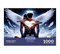 Amoureux Anges 1000 Pièces Puzzle Classique Lien sacré de l'âme Pack Puzzle Carton Premium - Hit chez Les Seniors Fans, Cadeau Maison Neuve, Fun pour Indoor Et Parties 52x38cm/1000pcs