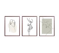 Amoureux Baiser Dessin Au Trait Murale Art Toile tableau Peinture Couple Romantique Affiche Imprimer Moderne Abstrait Chambre Salon Murale Tableaux Decoration 50x70cmx3 Sans Cadre