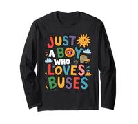 Amoureux de bus scolaire jaune pour enfants, juste un garçon qui aime les bus Manche Longue