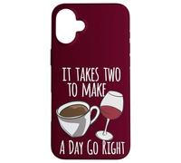 Amoureux de café, il Faut Deux pour Faire Un Jour Aller Droit Amateur de vin Coque pour iPhone 16 Plus