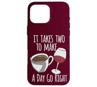 Amoureux de café, il Faut Deux pour Faire Un Jour Aller Droit Amateur de vin Coque pour iPhone 16 Pro Max