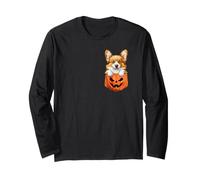 Amoureux de Chiens d'halloween avec Corgi Qui Jette Un Coup d'œil dans sa Poche Manche Longue