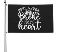 Amoureux De La Bière La Bière N'A Jamais Brisé Mon Cœur Drapeau De Jardin Drapeau De La Fierté Amusant Bannière Durable Pour Balcon Patio D'Intérieur 3X5 Ft