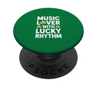 Amoureux de Musique avec trèfle Irlandais Lucky Rhythm PopSockets PopGrip Adhésif