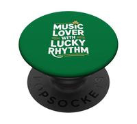 Amoureux de Musique avec trèfle Irlandais Lucky Rhythm PopSockets PopGrip Adhésif