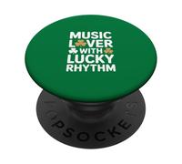 Amoureux de Musique avec trèfle Irlandais Lucky Rhythm PopSockets PopGrip Adhésif