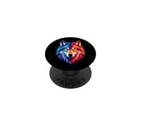 Amoureux des Animaux Loup géométrique coloré PopSockets PopGrip Adhésif