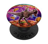 Amoureux des Chats de l'espace chevauchant Un Dinosaure T PopSockets PopGrip Adhésif