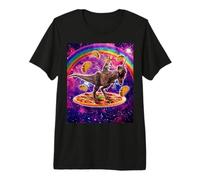 Amoureux des Chats de l'espace chevauchant Un Dinosaure T T-Shirt Haut de Gamme