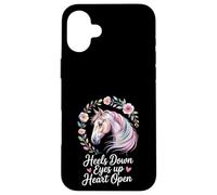 Amoureux des Chevaux équitation Aquarelle Florale Art Talons vers Le Bas Yeux vers Le Haut Coque pour iPhone 16 Plus