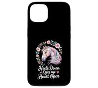 Amoureux des Chevaux équitation Aquarelle Florale Art Talons vers Le Bas Yeux vers Le Haut Coque pour iPhone 13