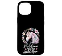 Amoureux des Chevaux équitation Aquarelle Florale Art Talons vers Le Bas Yeux vers Le Haut Coque pour iPhone 15