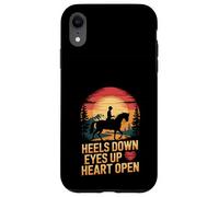 Amoureux des Chevaux équitation Coucher de Soleil Talons vers Le Bas Yeux vers Le Haut cœur Ouvert Coque pour iPhone XR