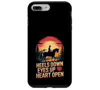 Amoureux des Chevaux équitation Coucher de Soleil Talons vers Le Bas Yeux vers Le Haut cœur Ouvert Coque pour iPhone 7 Plus/8 Plus