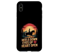 Amoureux des Chevaux équitation Coucher de Soleil Talons vers Le Bas Yeux vers Le Haut cœur Ouvert Coque pour iPhone XS Max