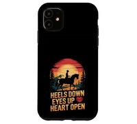 Amoureux des Chevaux équitation Coucher de Soleil Talons vers Le Bas Yeux vers Le Haut cœur Ouvert Coque pour iPhone 11
