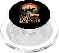 Amoureux des Chevaux équitation Coucher de Soleil Talons vers Le Bas Yeux vers Le Haut cœur Ouvert PopSockets PopGrip pour MagSafe