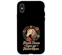 Amoureux des Chevaux équitation Talons Floraux vers Le Bas Yeux vers Le Haut cœur Ouvert Coque pour iPhone X/XS