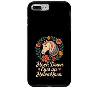 Amoureux des Chevaux équitation Talons Floraux vers Le Bas Yeux vers Le Haut cœur Ouvert Coque pour iPhone 7 Plus/8 Plus