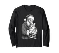 Amoureux des Chiens de Noël Corgi Santa Claus Manche Longue