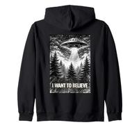 Amoureux du Complot I Want to Believe UFO Spacecraft Visiting Sweat à Capuche