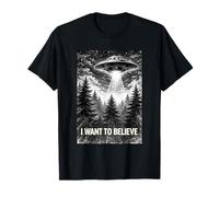 Amoureux du Complot I Want to Believe UFO Spacecraft Visiting T-Shirt